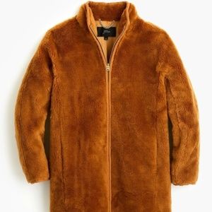 J Crew Zip-up teddy coat in warm brandy XS